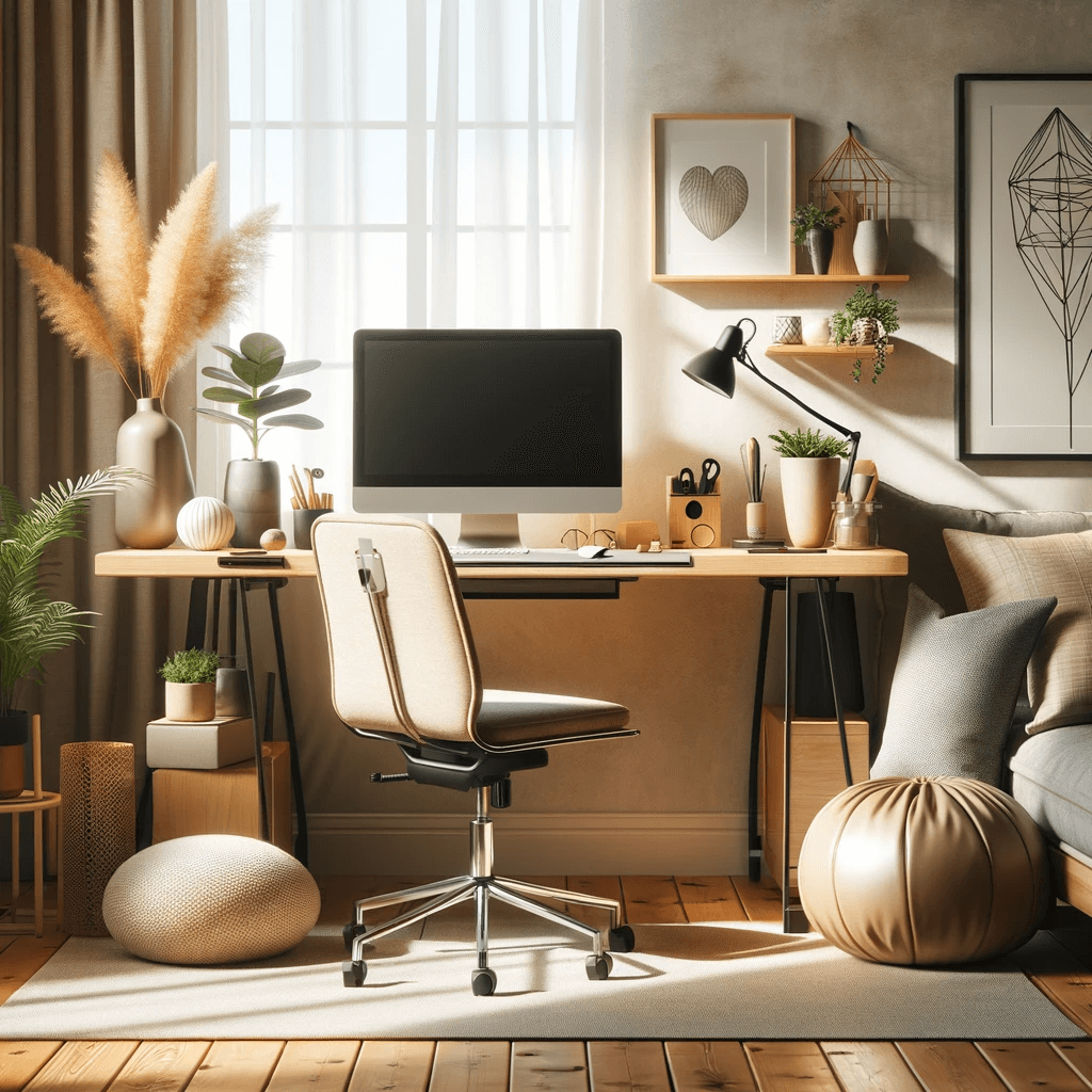 A cozy and well-equipped home office setup, illustrating the remote work aspect of hybrid work models.